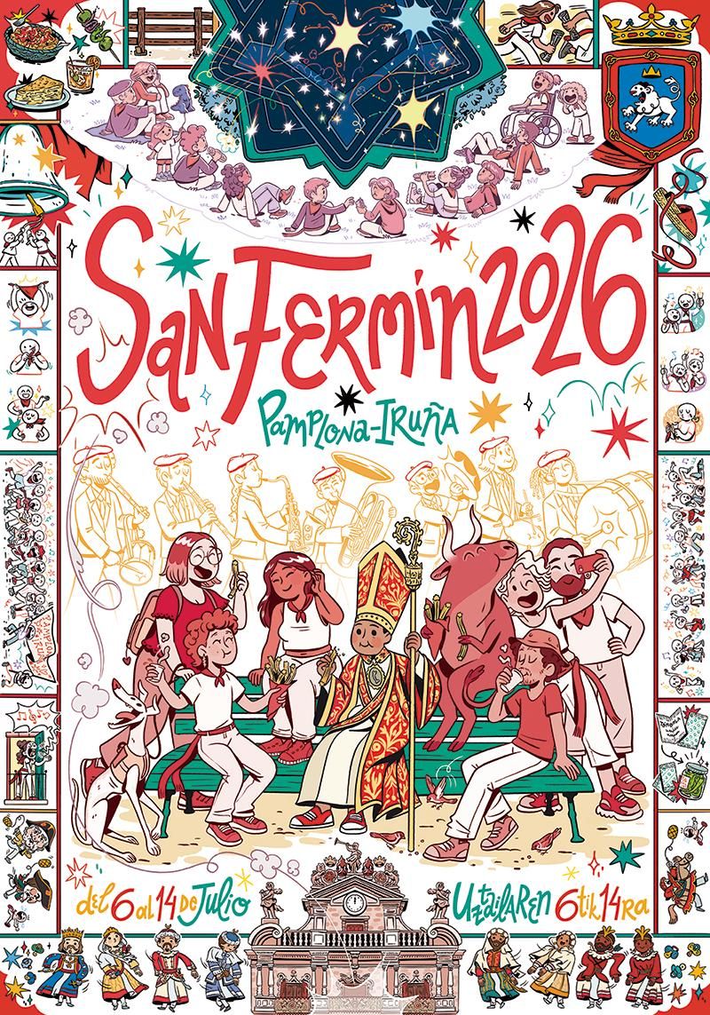 Cartel oficial de San Fermín 2026 — Pamplona/Iruña