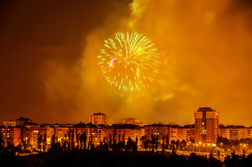 Fuegos artificiales sobre Pamplona